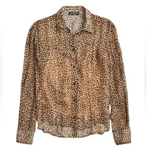 J.Crew Sheer leopard-print shirt in crinkle chiffon in brown leopard
